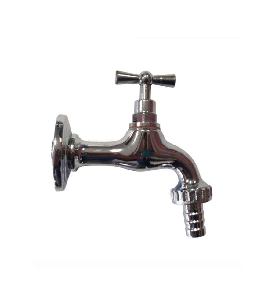 RUBINETTO PER FONTANA DA GIARDINO IN OTTONE CROMATO CON ROSONE R1/C DA 1/2" - KAM